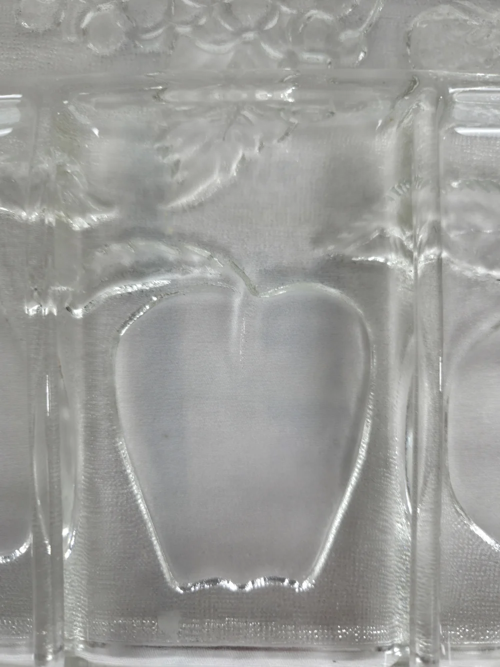 Clear Glass Divided Serving Tray with Fruit Motif